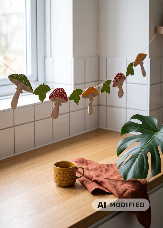 Felt mushroom garland - 200 cm